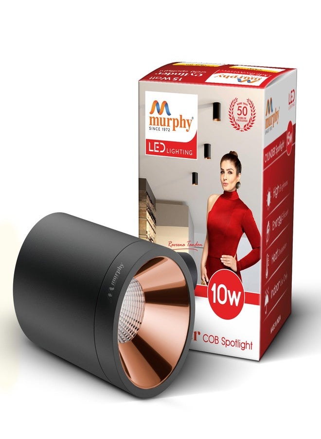 Murphy 10W Black Body Cylindrical Surface Mounted Spot Light Down Light (Warm White, Pack of 1)(Aluminium) - Image 1